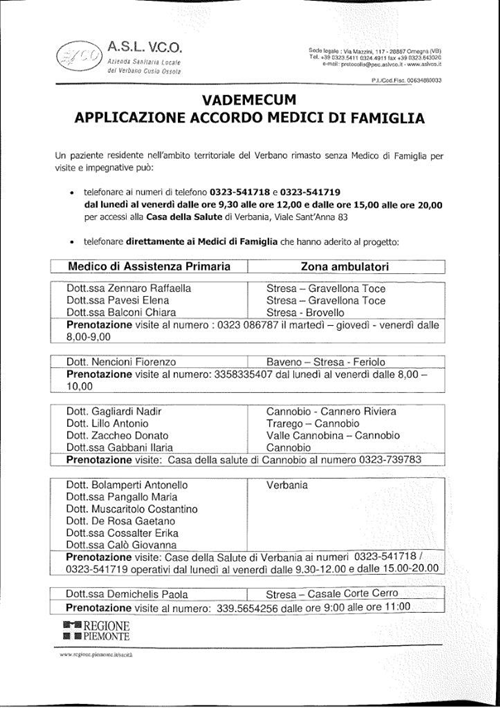 Vademecum applicazione accordo medici di famiglia